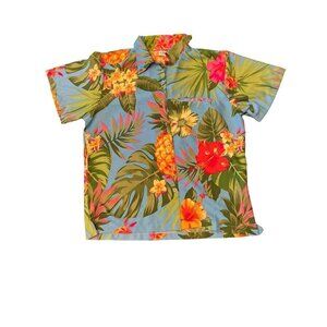 King Kamicha Wild Hawaiian Print Shirt Size Medium Button up